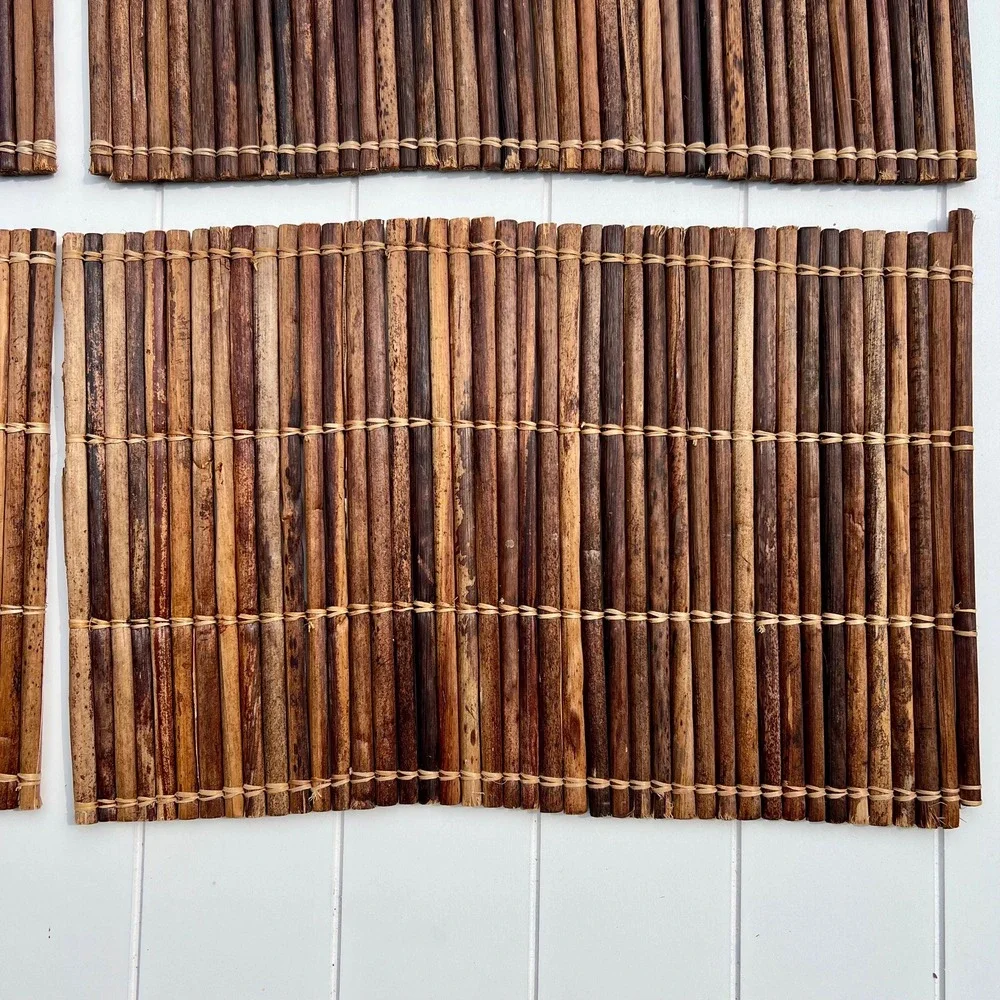 Vintage Natural Bamboo Placemats | Set of 4 | Table Decor